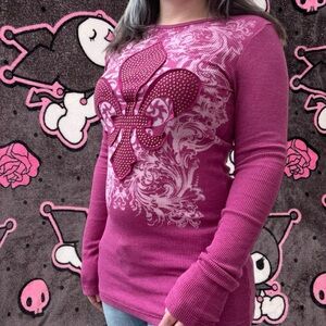 BNWT vtg y2k vocal affliction style studded burnout graphic thermal, sz sm & xl